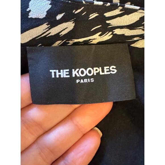The Kooples Skirt Women Medium Black White Animal Flowing Long Asymmetric‎ Midi - Picture 9 of 11